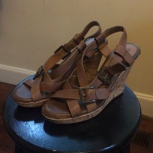 Brown strappy wedges